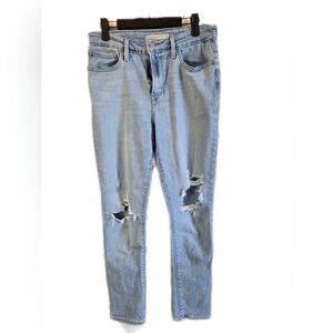 Levi's 721 High Rise Skinny Ankle Light Blue Distressed Jeans